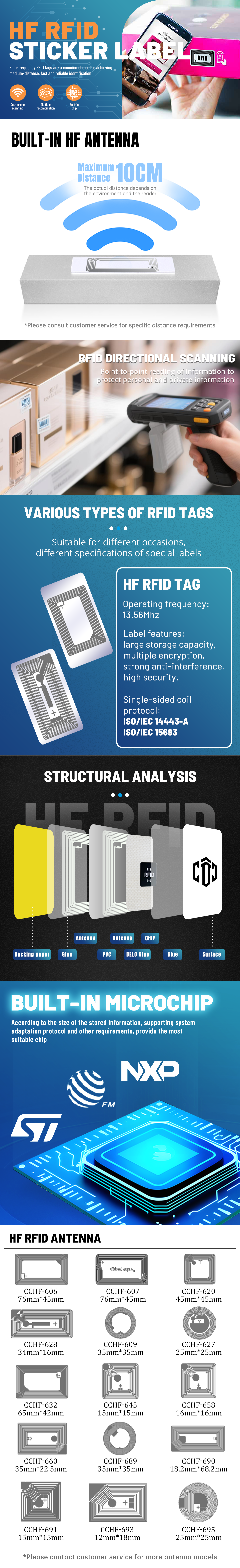 Rectangle RFID Sticker – Long Format for Signal Extension