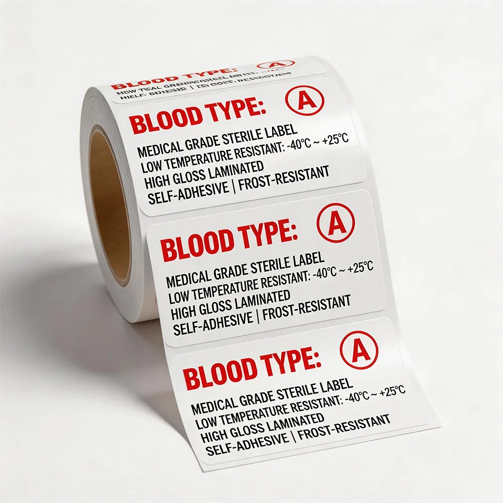 Blood bag label for cold chain medical tracking system