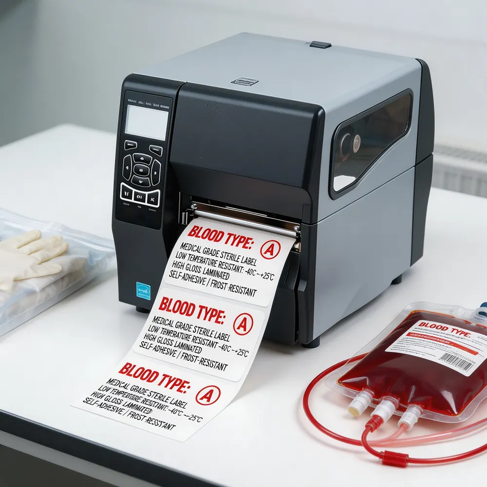 Blood bag label for cold chain medical tracking system