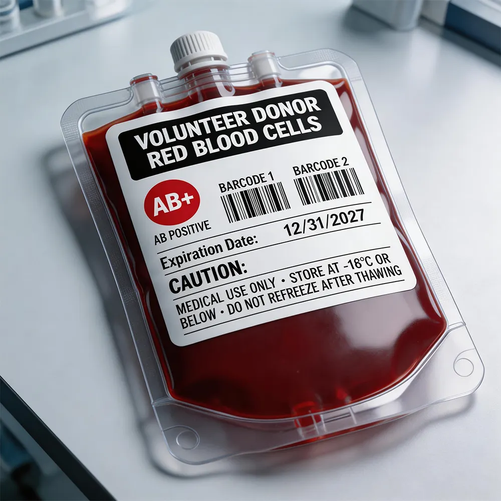 Label Bood Cryogenic adhesive label for blood bags laboratory system use