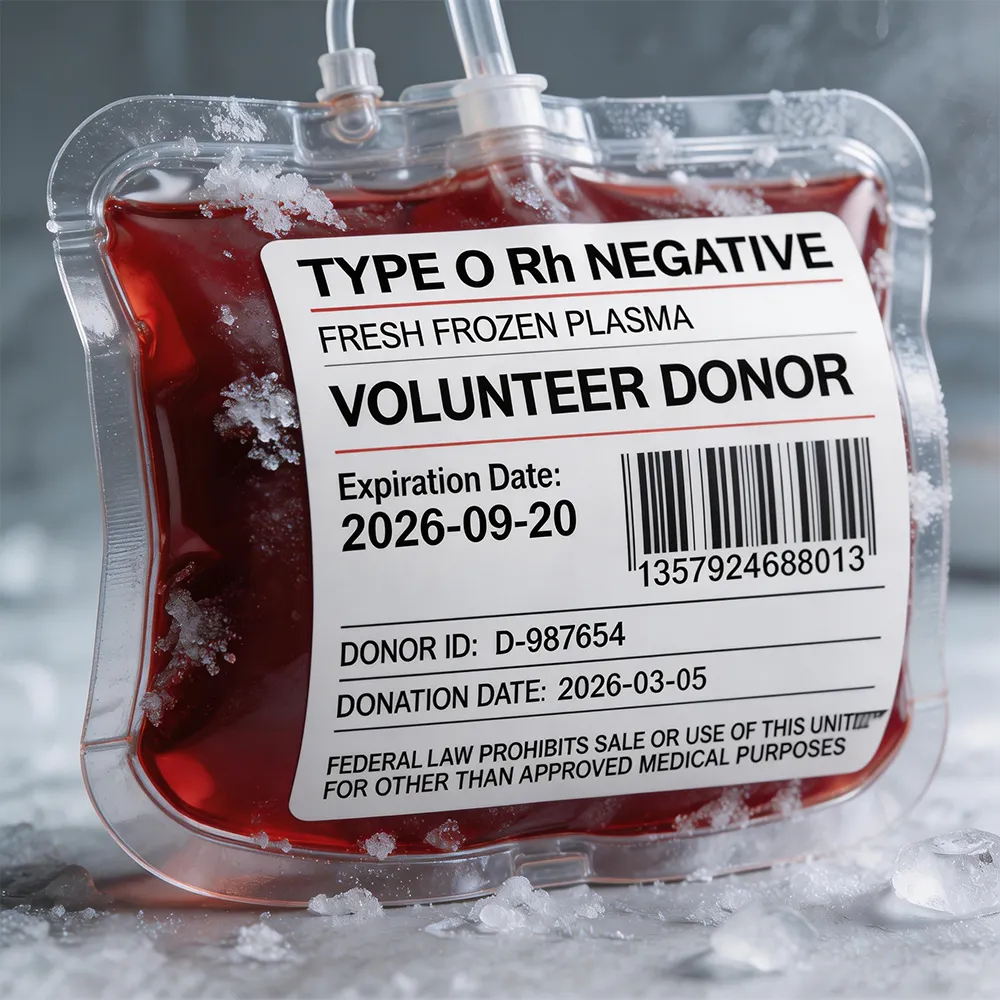 Hospital blood bag label patient blood system use