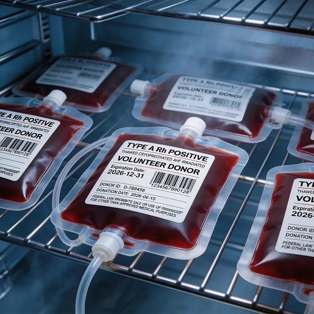 Hospital blood bag label patient blood system use