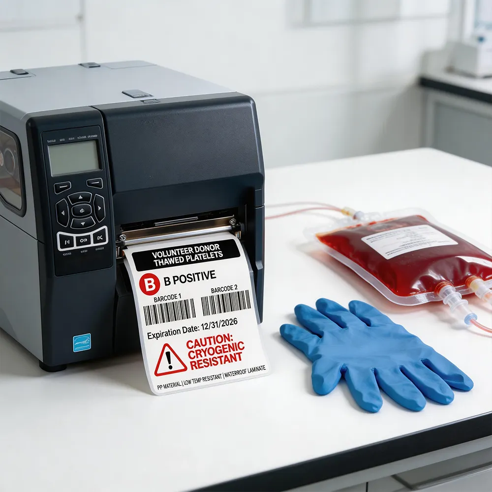 Laminated blood bag label ensures medical traceability