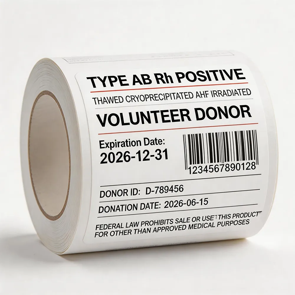 medical blood bag label