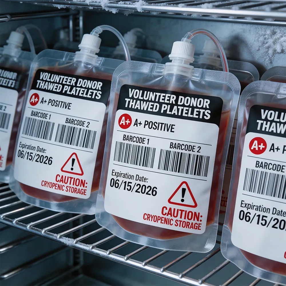 Permanent adhesive blood bag labels for secure tracking needs
