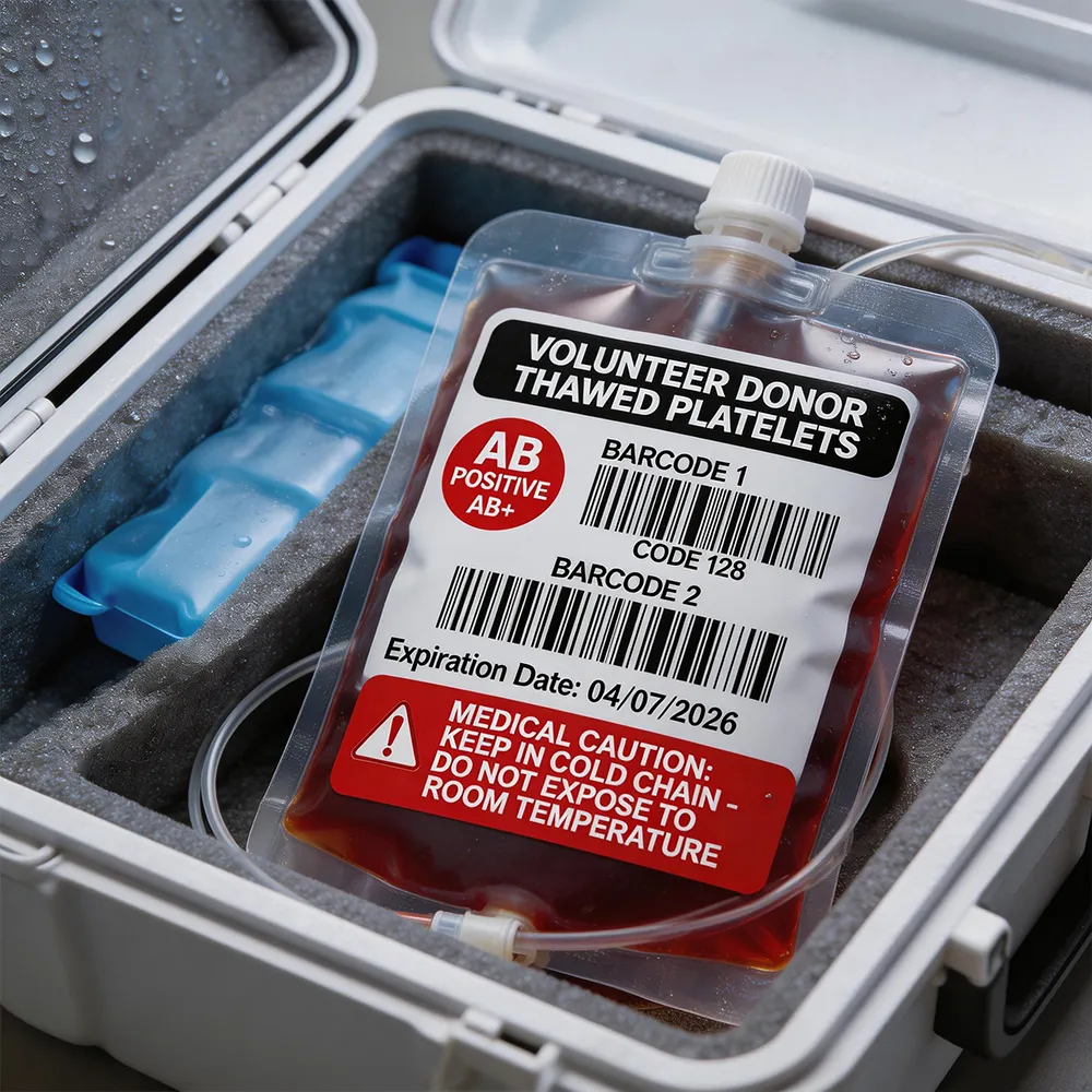 Pre printed blood bag labels ensure readable information