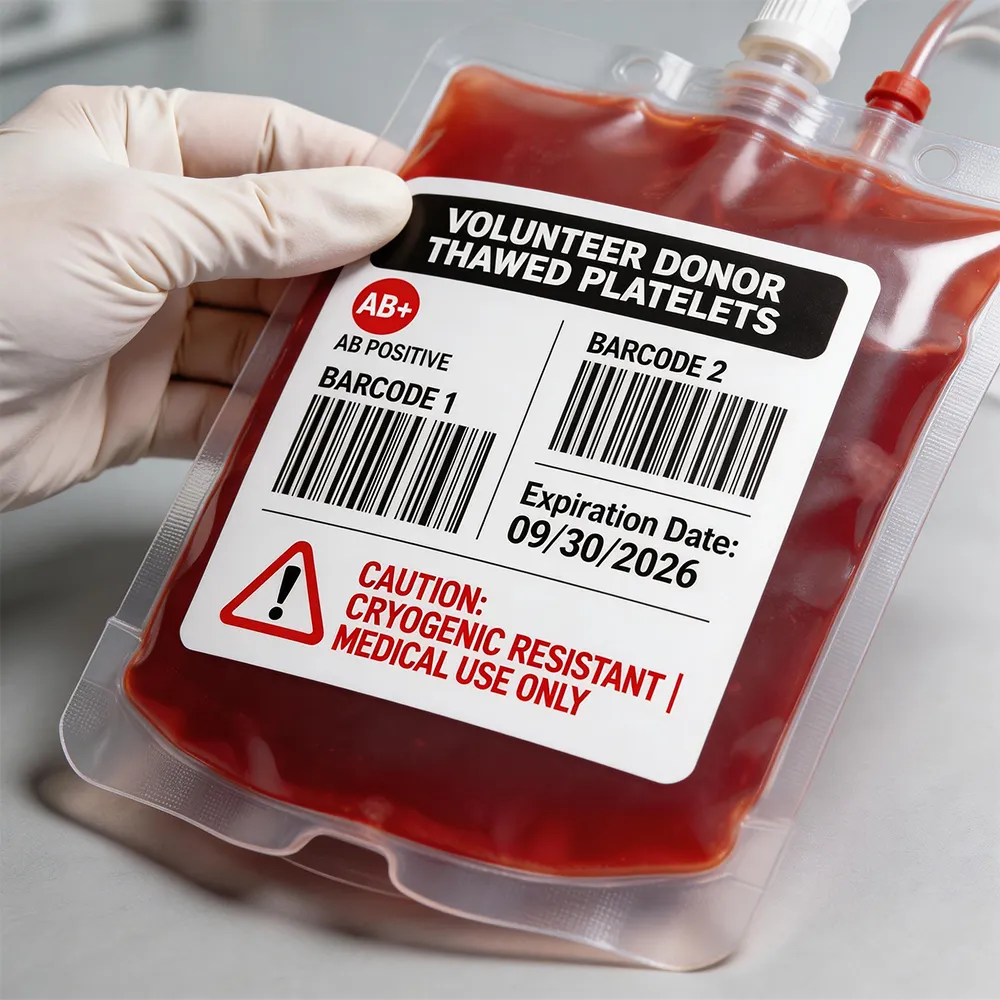 Label Bood Strong Adhesive Blood Bag Labels Designed for Medical Safety