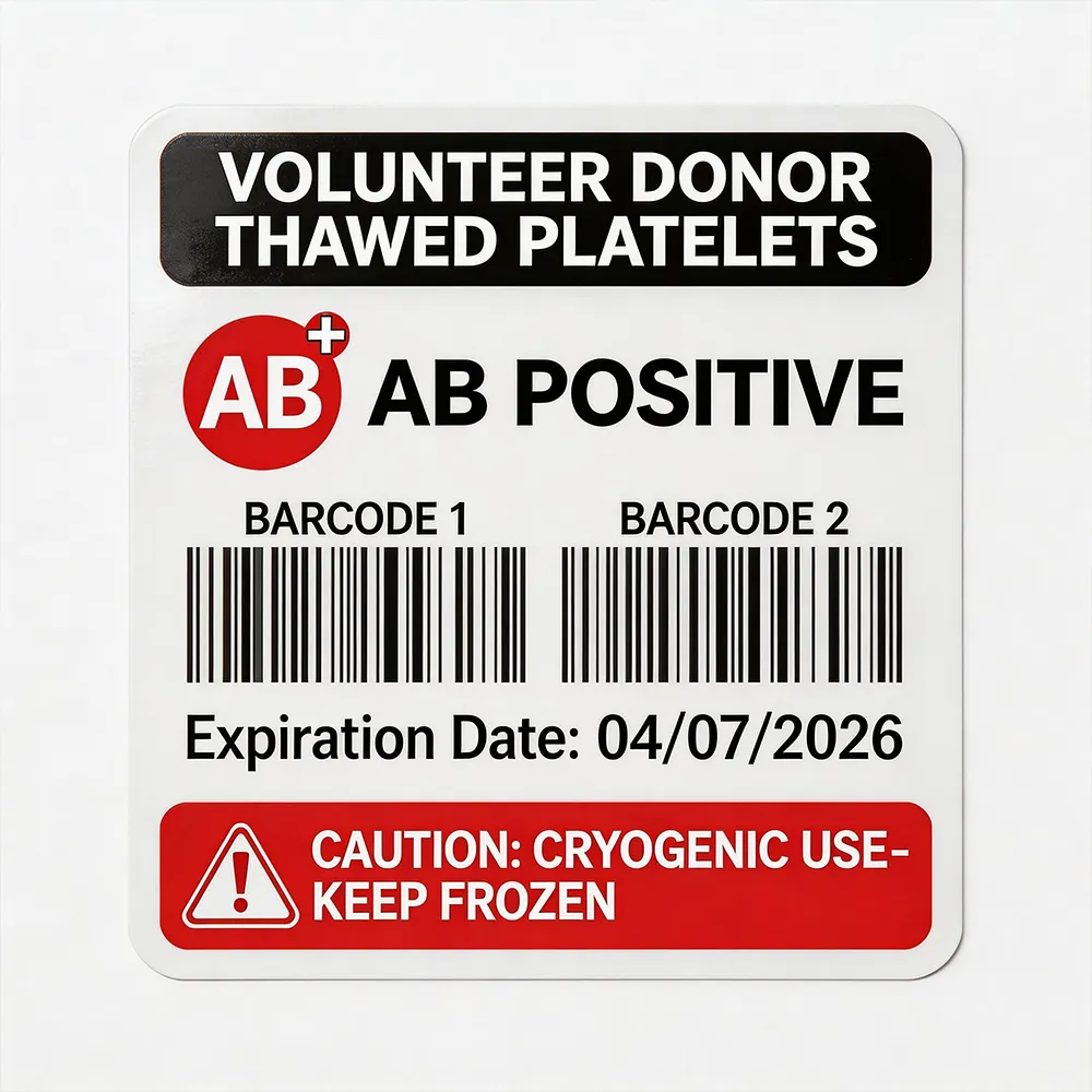 vinyl blood bag label