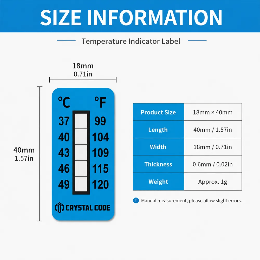Temperature Monitor Sticker Waterproof Temperature Monitoring Label for Wet Areas